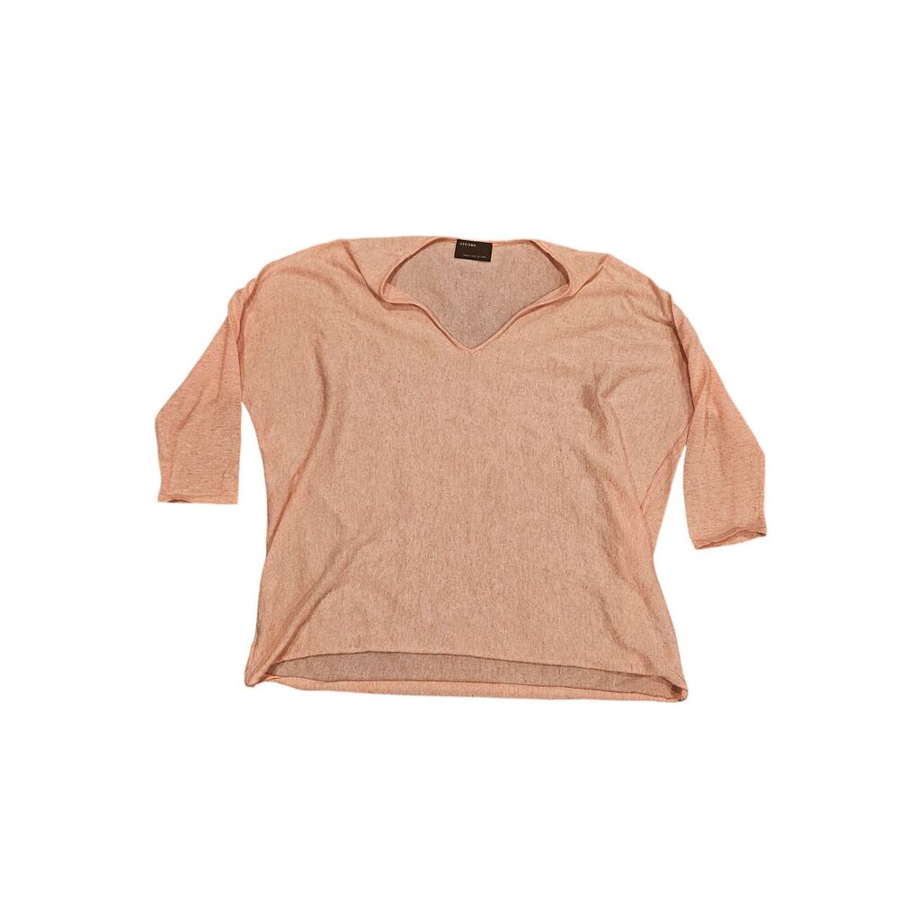 Kerisma linen blend high low dolman v neck sweater blouse small / medium peach